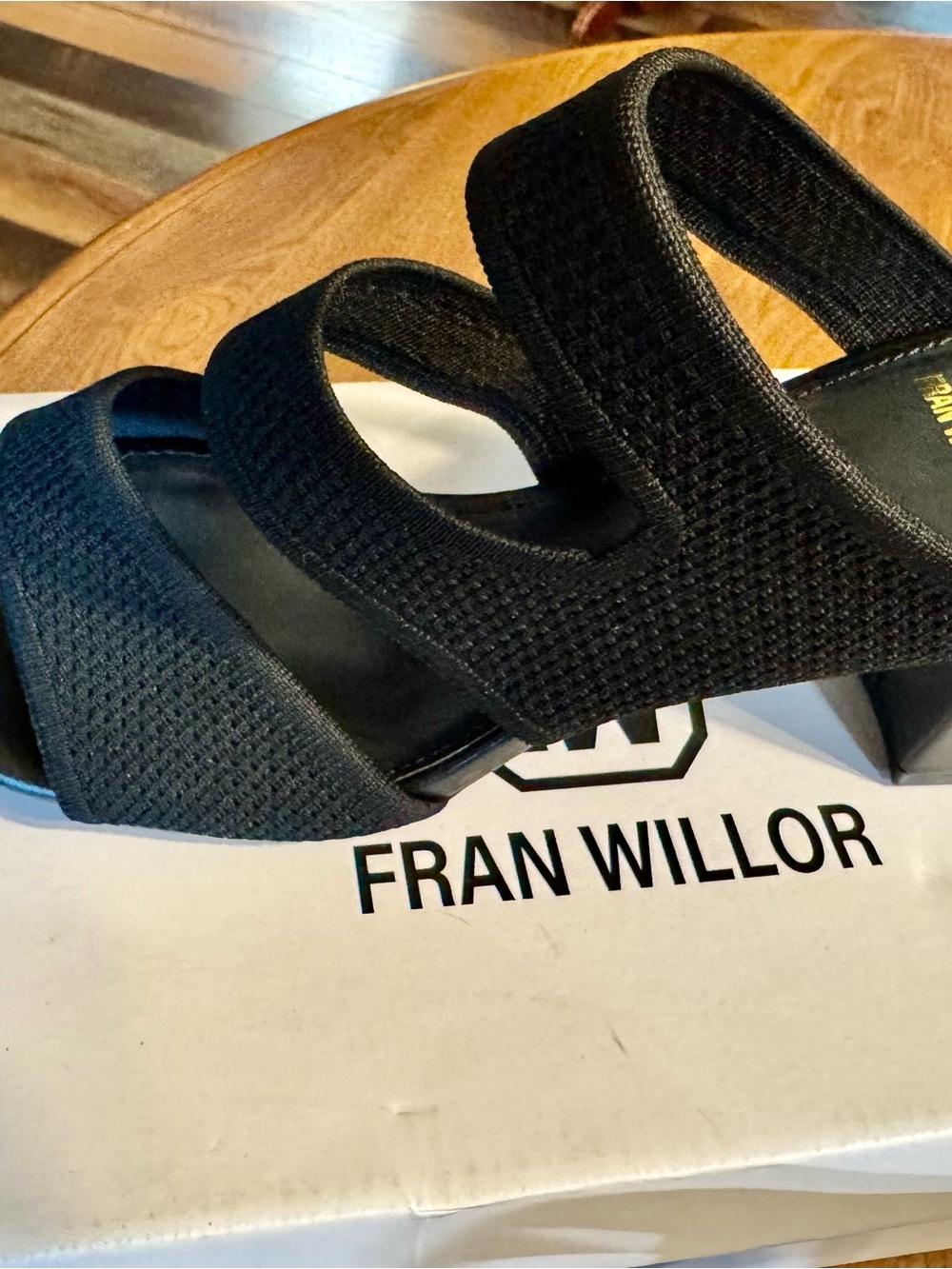 FRAN WILLOR Black Strappy Block Heel Sandals